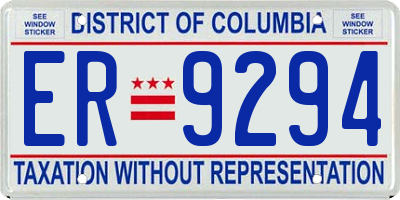 DC license plate ER9294