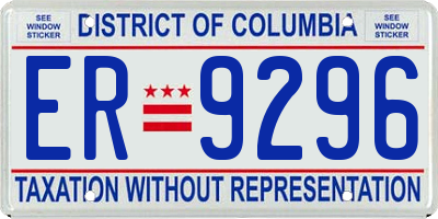 DC license plate ER9296