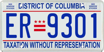 DC license plate ER9301