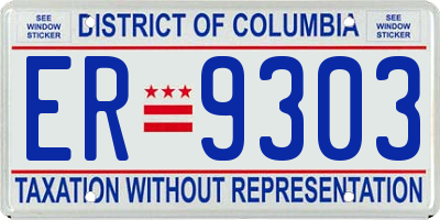DC license plate ER9303