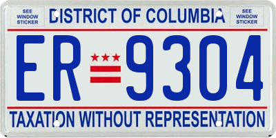 DC license plate ER9304