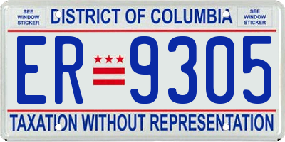 DC license plate ER9305