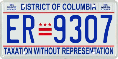 DC license plate ER9307