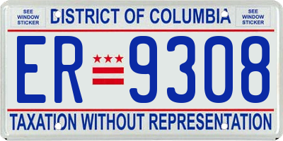 DC license plate ER9308