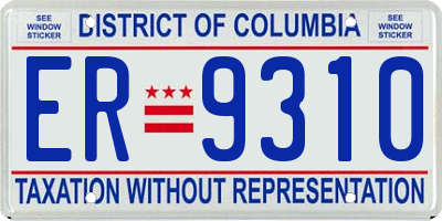 DC license plate ER9310