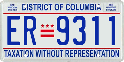 DC license plate ER9311