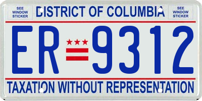 DC license plate ER9312
