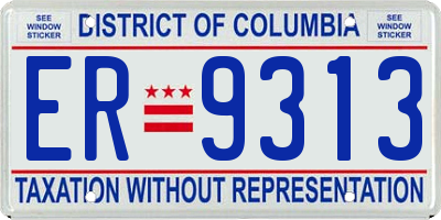 DC license plate ER9313
