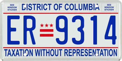 DC license plate ER9314