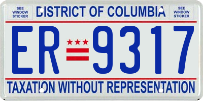 DC license plate ER9317