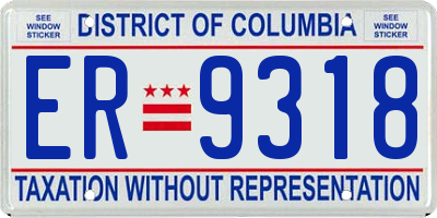 DC license plate ER9318