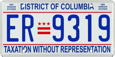 DC license plate ER9319