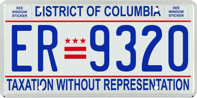 DC license plate ER9320