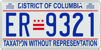 DC license plate ER9321