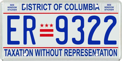 DC license plate ER9322