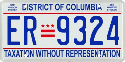 DC license plate ER9324