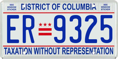 DC license plate ER9325