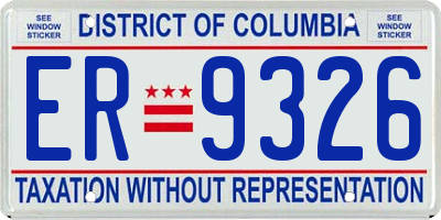 DC license plate ER9326