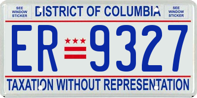 DC license plate ER9327