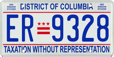DC license plate ER9328