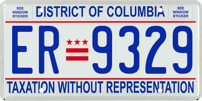 DC license plate ER9329