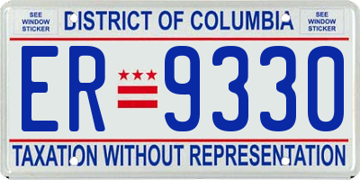 DC license plate ER9330