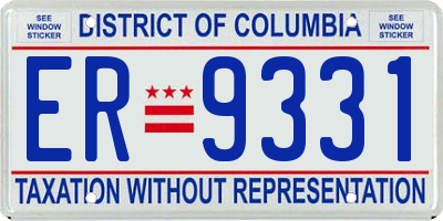 DC license plate ER9331