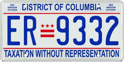 DC license plate ER9332