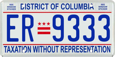 DC license plate ER9333