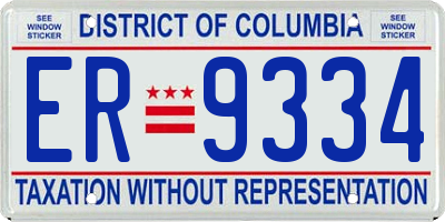 DC license plate ER9334