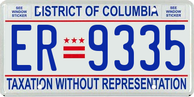 DC license plate ER9335