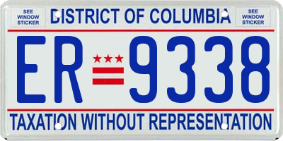 DC license plate ER9338