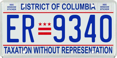 DC license plate ER9340