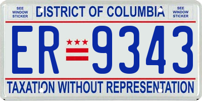 DC license plate ER9343