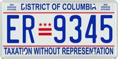 DC license plate ER9345
