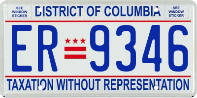DC license plate ER9346