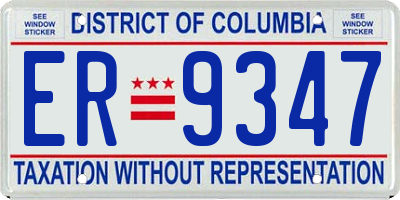 DC license plate ER9347