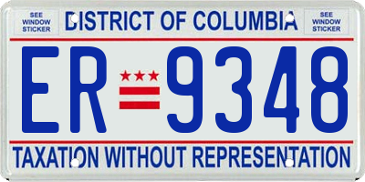 DC license plate ER9348