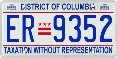 DC license plate ER9352