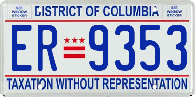 DC license plate ER9353