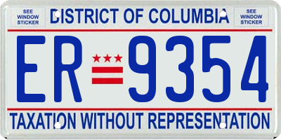 DC license plate ER9354