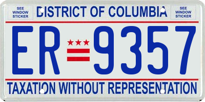 DC license plate ER9357