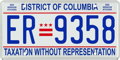 DC license plate ER9358