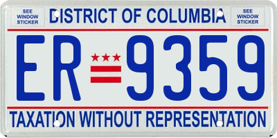 DC license plate ER9359