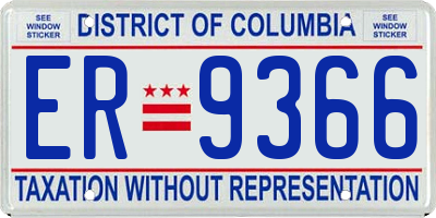 DC license plate ER9366