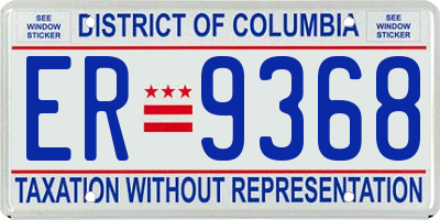 DC license plate ER9368