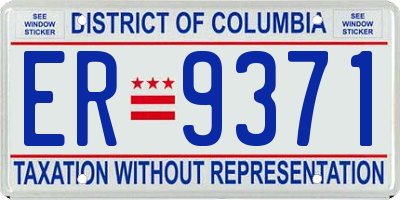 DC license plate ER9371