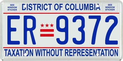 DC license plate ER9372