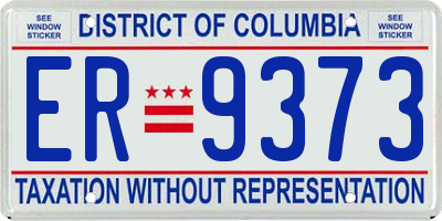 DC license plate ER9373