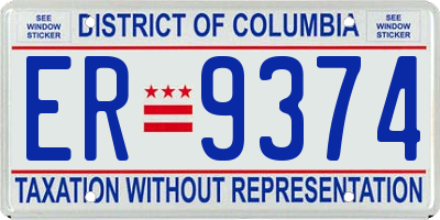 DC license plate ER9374